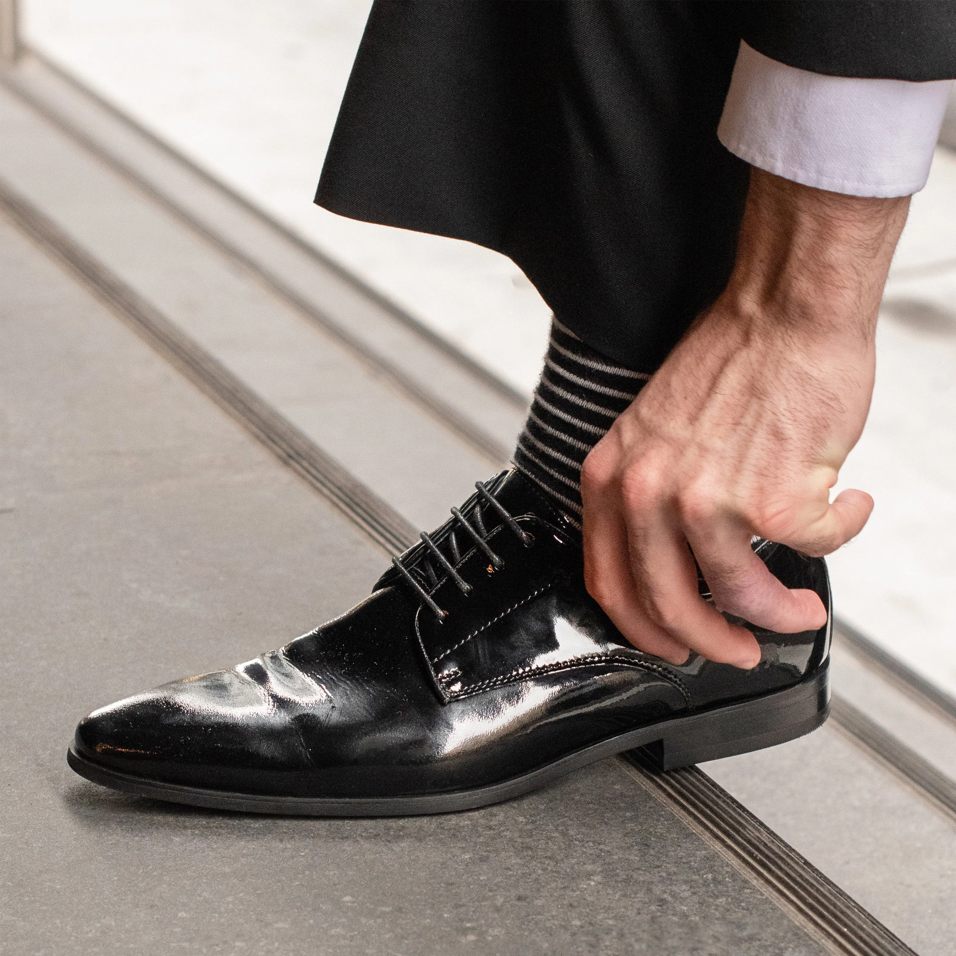 Jordon Dress Shoes Black Patent Special Event Shine Coat