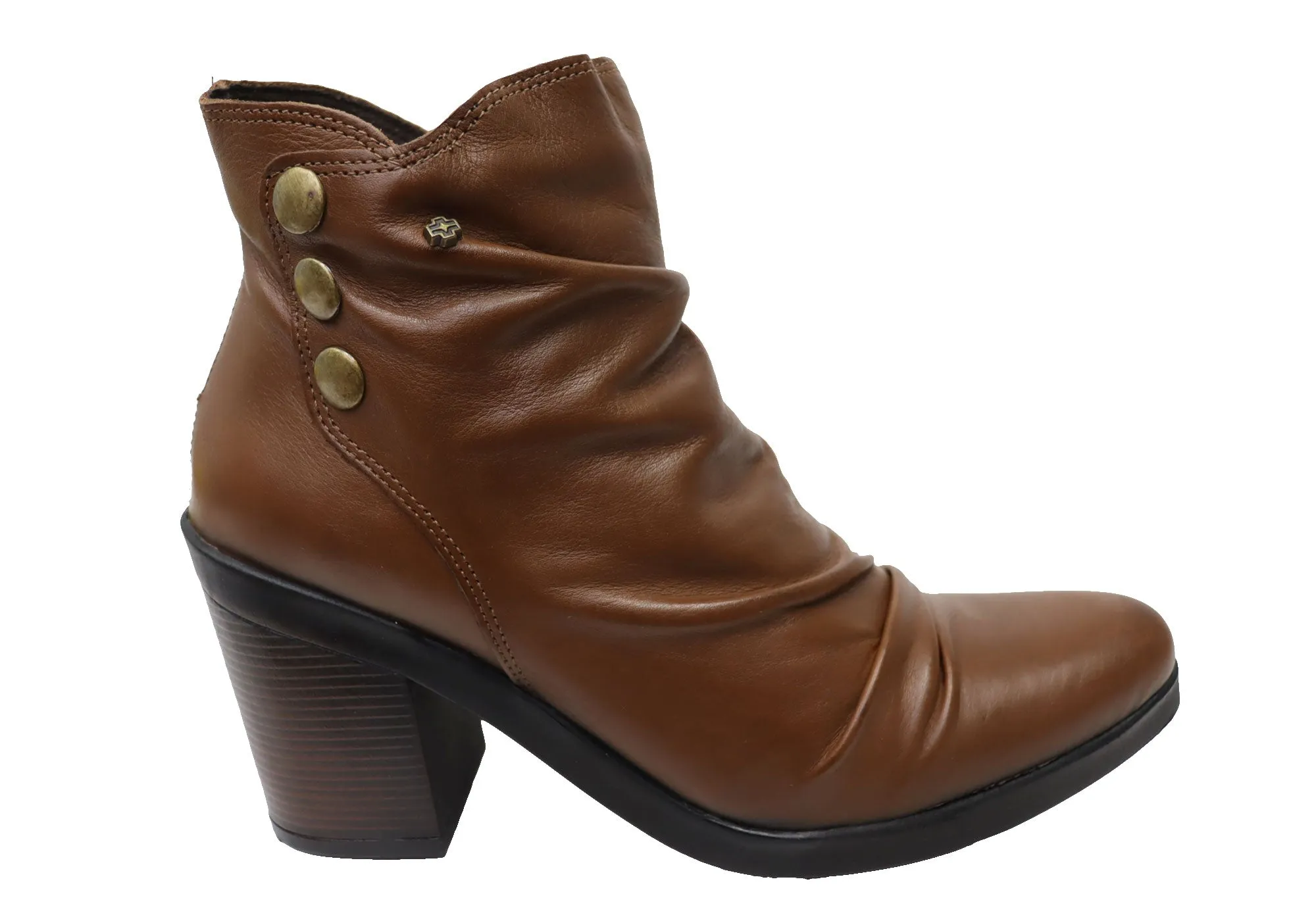 City Life Cushioned heel Perlatto Hilton Womens Comfortable Leather Ankle Boots Made In Brazil