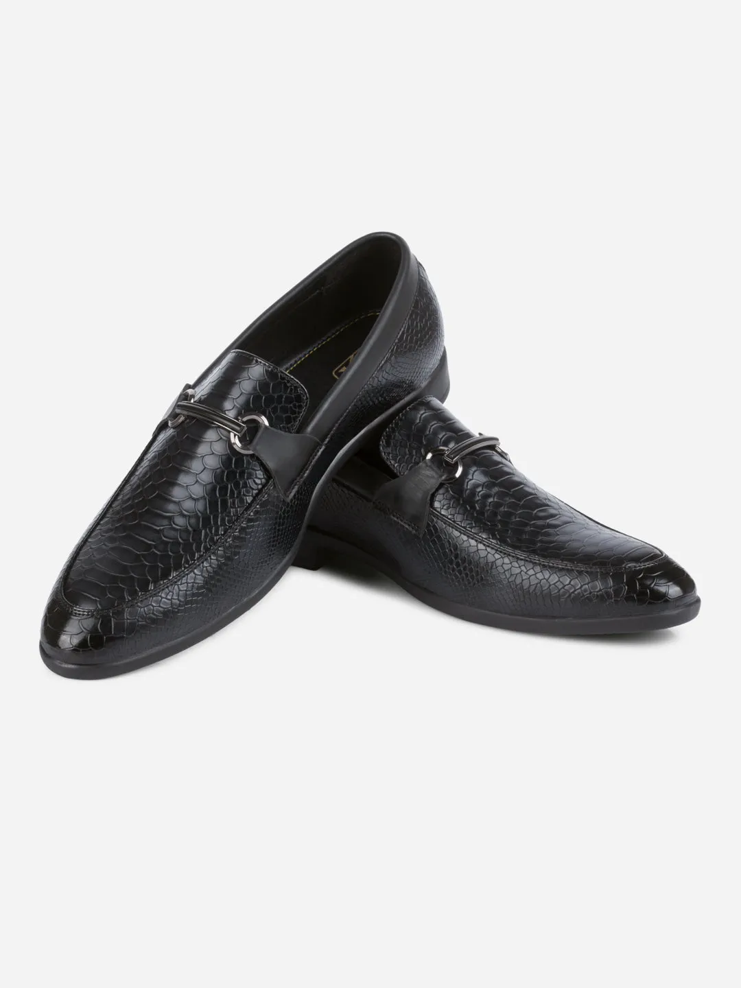 Wedge Sole Men's Black Semi Fomal Formal Slip On (IX1087)