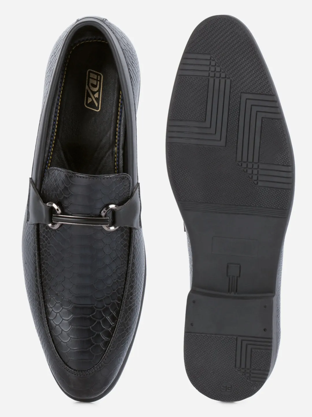 Men's Black Semi Fomal Formal Slip On (IX1087) Breathable Material Brushed Finish