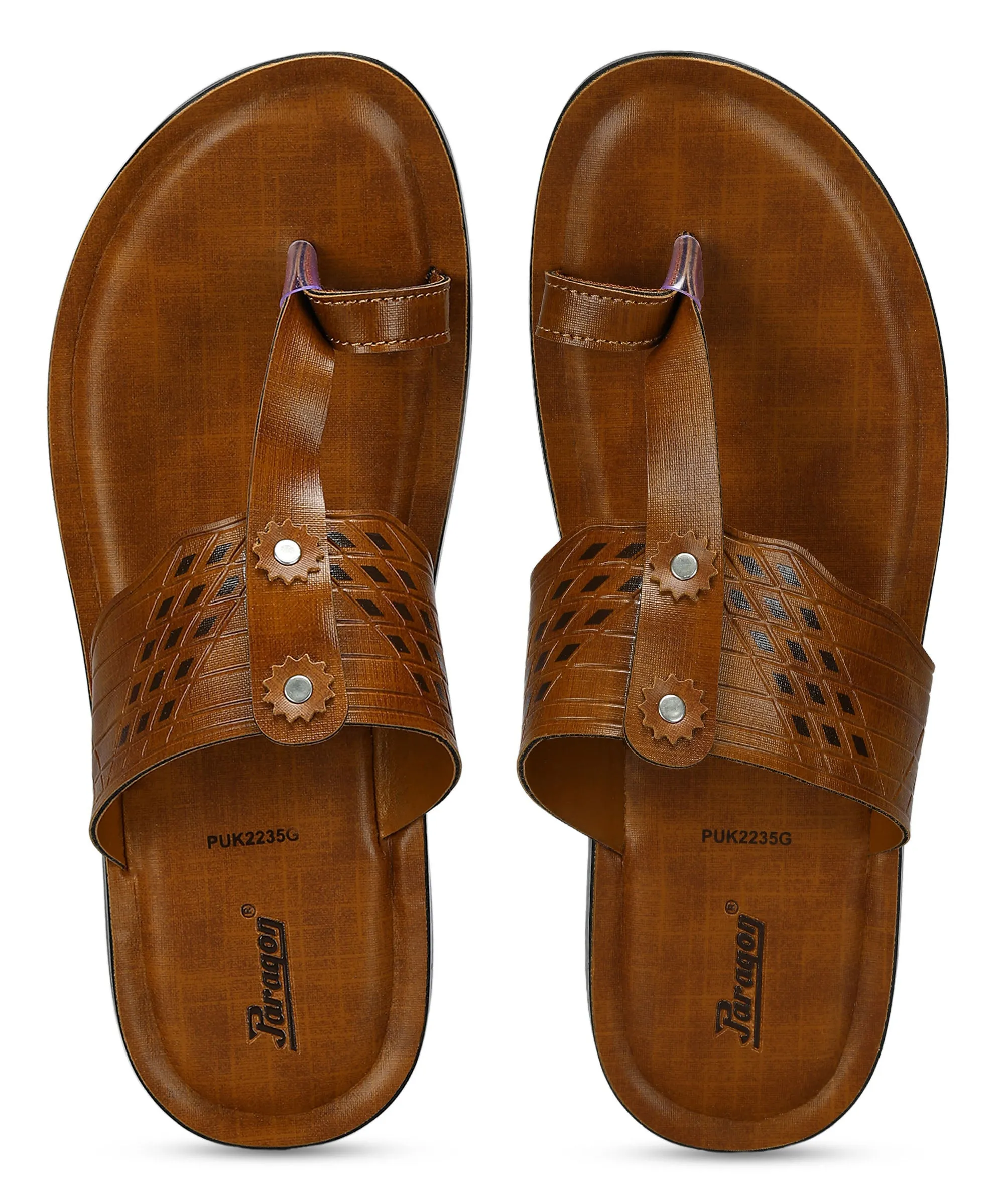 Easy Go Paragon Men's Slip-on Tan Sandals for Men | Comfortable Sole & Durable
