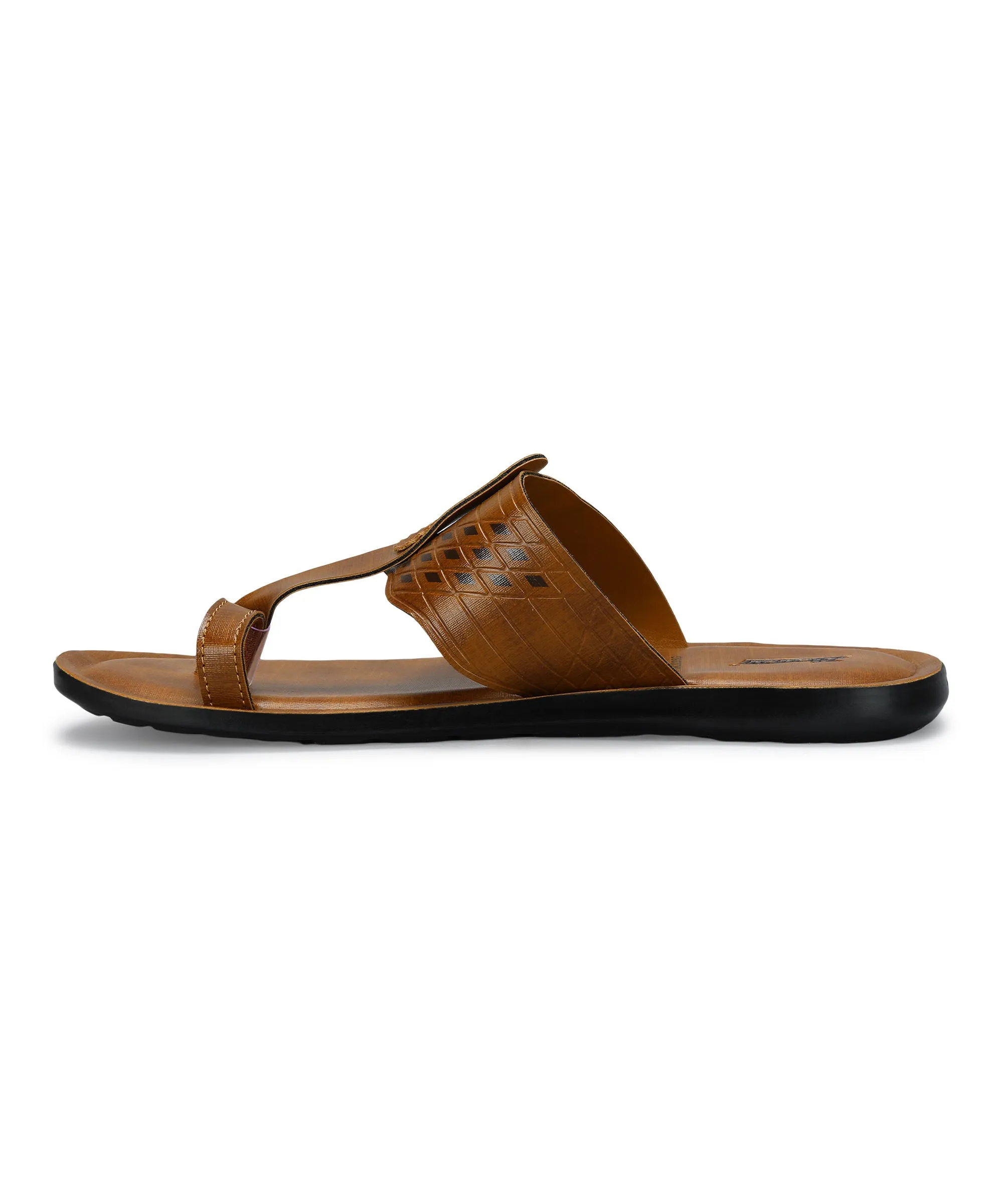 Cut Outs Paragon Men's Slip-on Tan Sandals for Men | Comfortable Sole & Durable