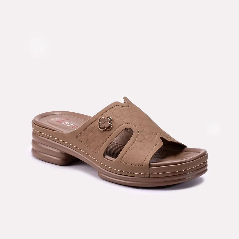 Reinforced Work Ready Womens Brown Heel Casual Slippers 0413374