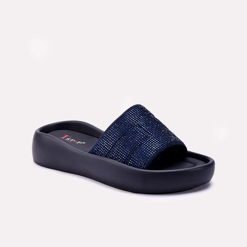 Womens Blue Platform Slippers 0413363 Care Ease