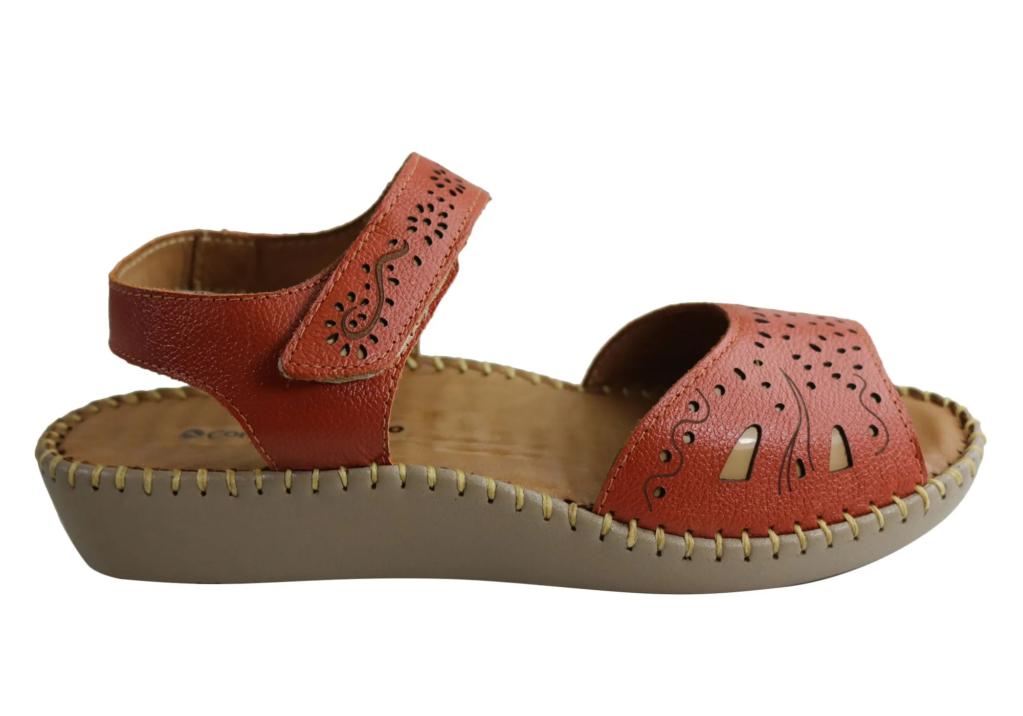 Non Slip Sole Comfortshoeco Meredith Womens Cushioned Comfortable Leather Sandals
