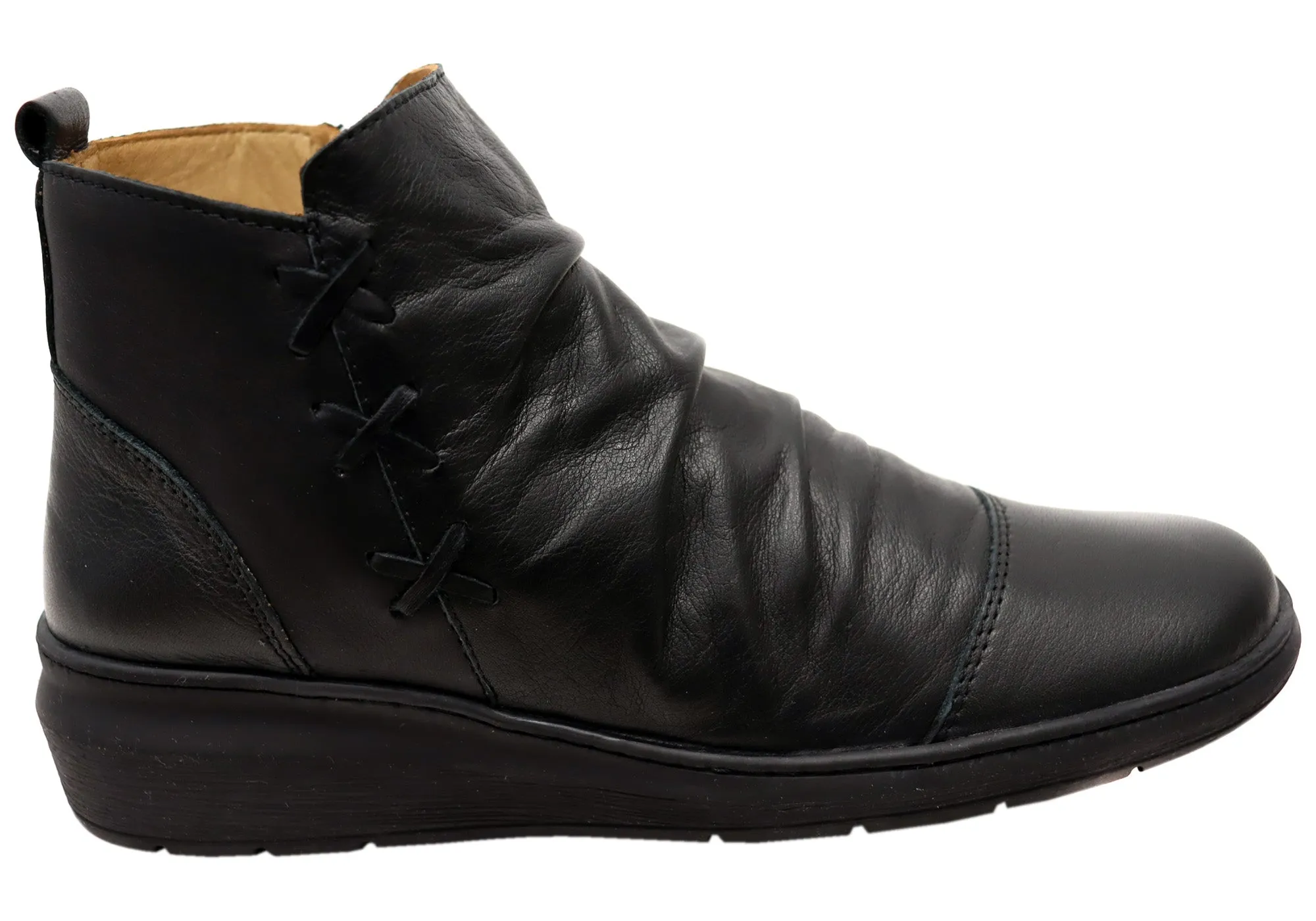 Cabello Comfort Perry Womens European Comfortable Leather Boots Cushion Build