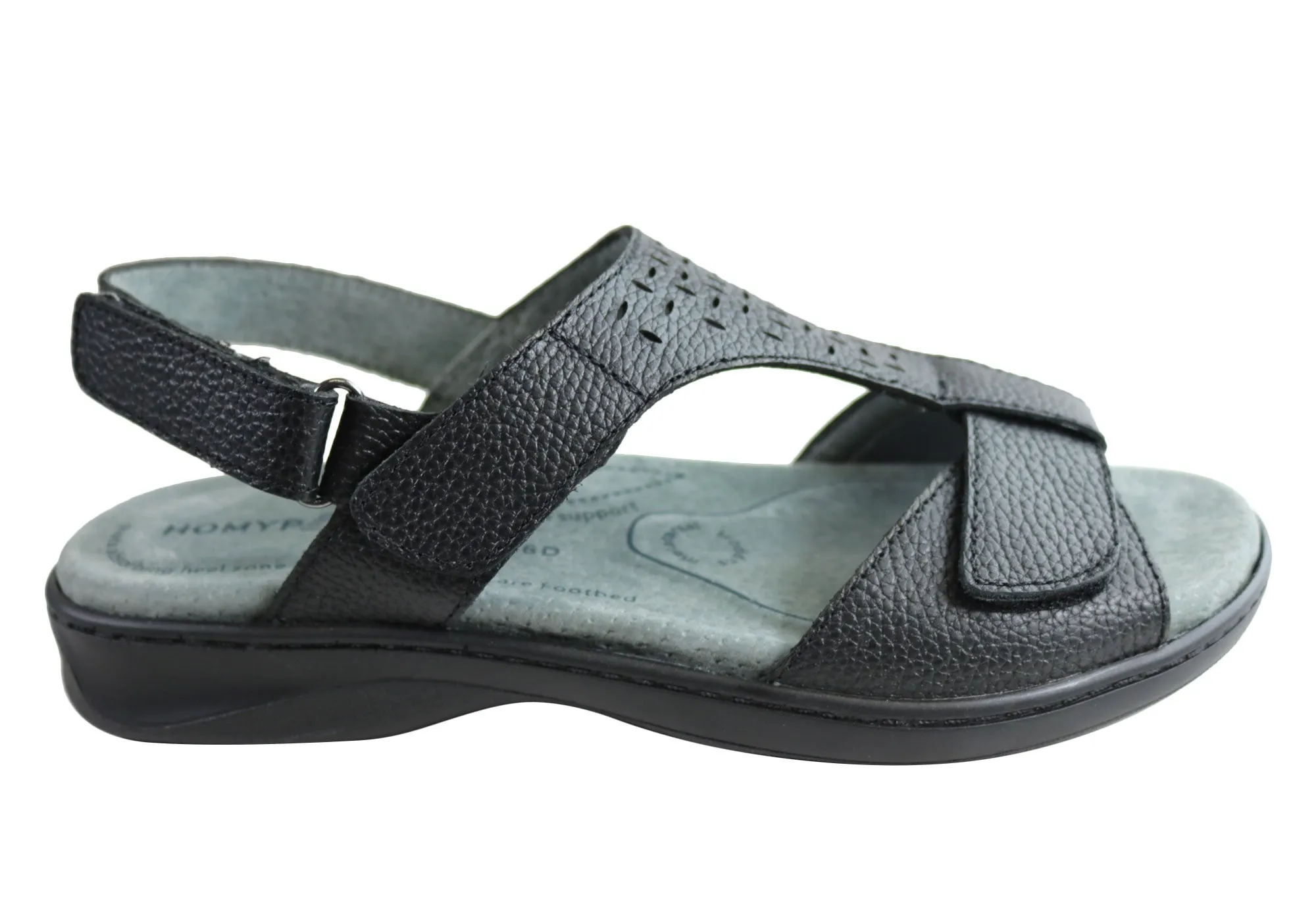 Homyped Devika Womens Comfortable Supportive Leather Wide Fit Sandals Seasonal Footwear