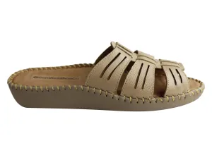 Comfortshoeco Renee Womens Leather Brazilian Comfort Slides Sandals Sandal Maintenance Comfy Wear