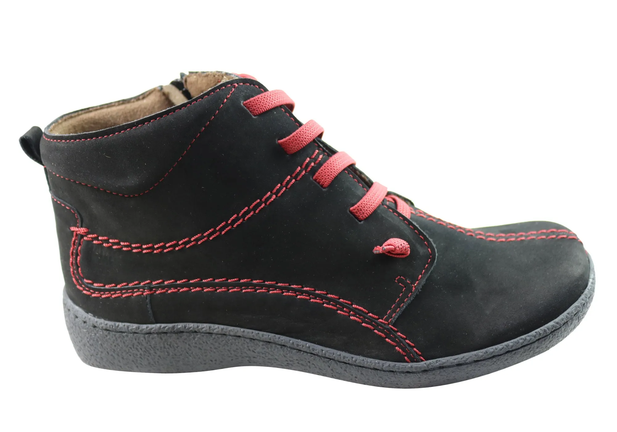Lace Up Feather Light River Crossing Flex & Go June Womens Comfortable Leather Ankle Boots Made In Portugal