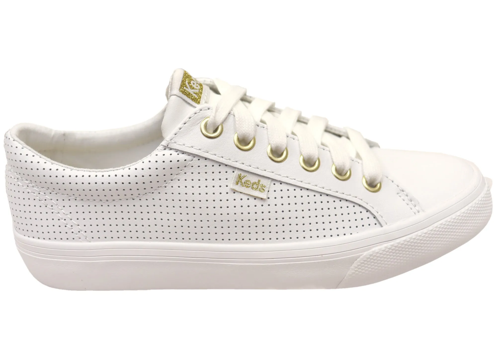 Keds Womens Jump Kick Perf Leather White Casual Comfortable Sneakers Flexibility Galaxy Hike