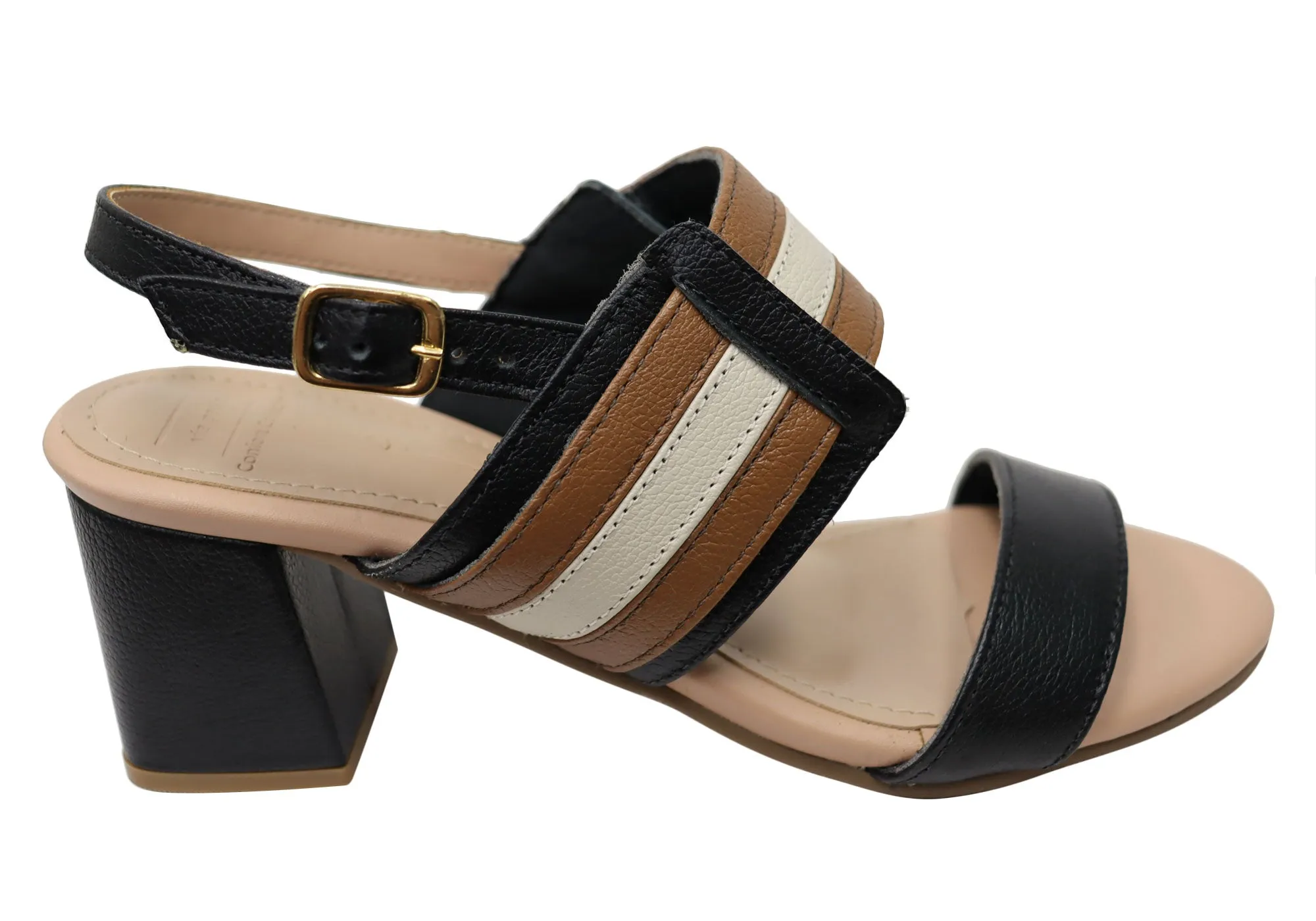 Via Paula Dani Womens Brazilian Comfortable Leather Heels Thick sole