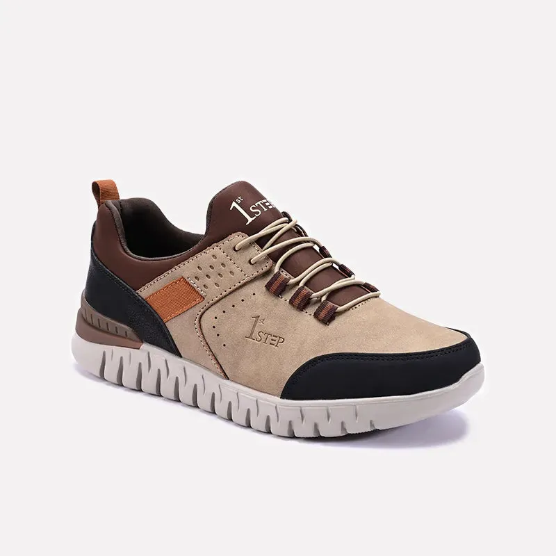 Brown Sneakers For Men 0120553 Fit Profile Soft Leather Finish