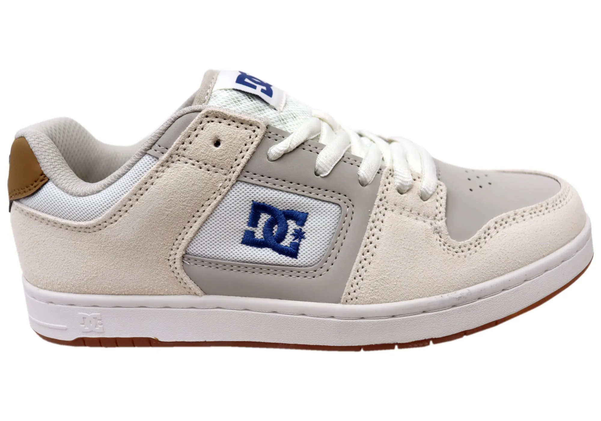Flexible Torsion Washable DC Shoes Mens Manteca 4 Comfortable Leather Shoes Tan Blue Gum