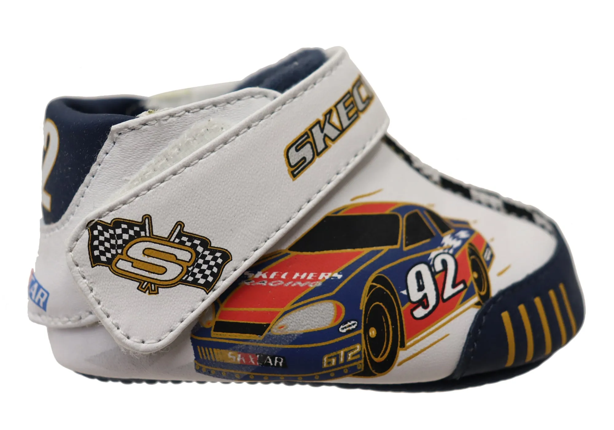Skechers Infant Baby Babiez Racecar Adjustable Strap Shoes Abrasion Resistant Construction Active Comfort