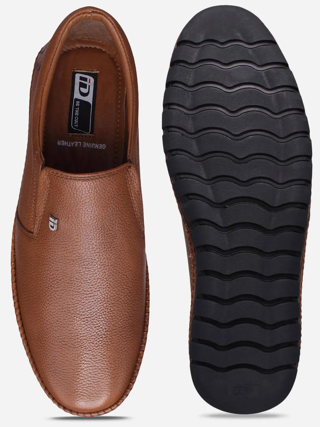 Round Tip Classic Design Men's Tan Comfort Fit Semi Formal Slip On (ID2071)