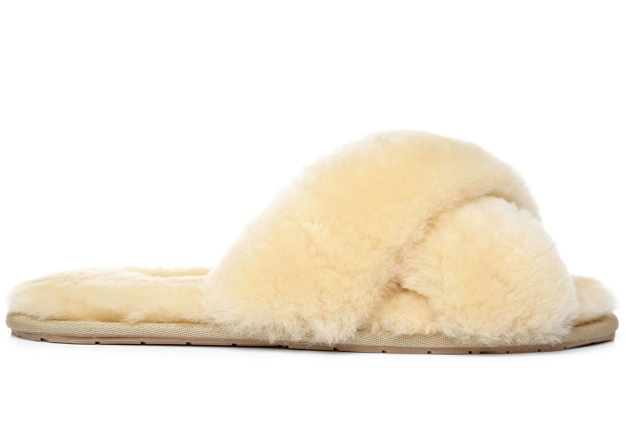 Easy Access Velcro Closure UGG Australian Shepherd Linty Womens Cross Fluffy Slide Slippers