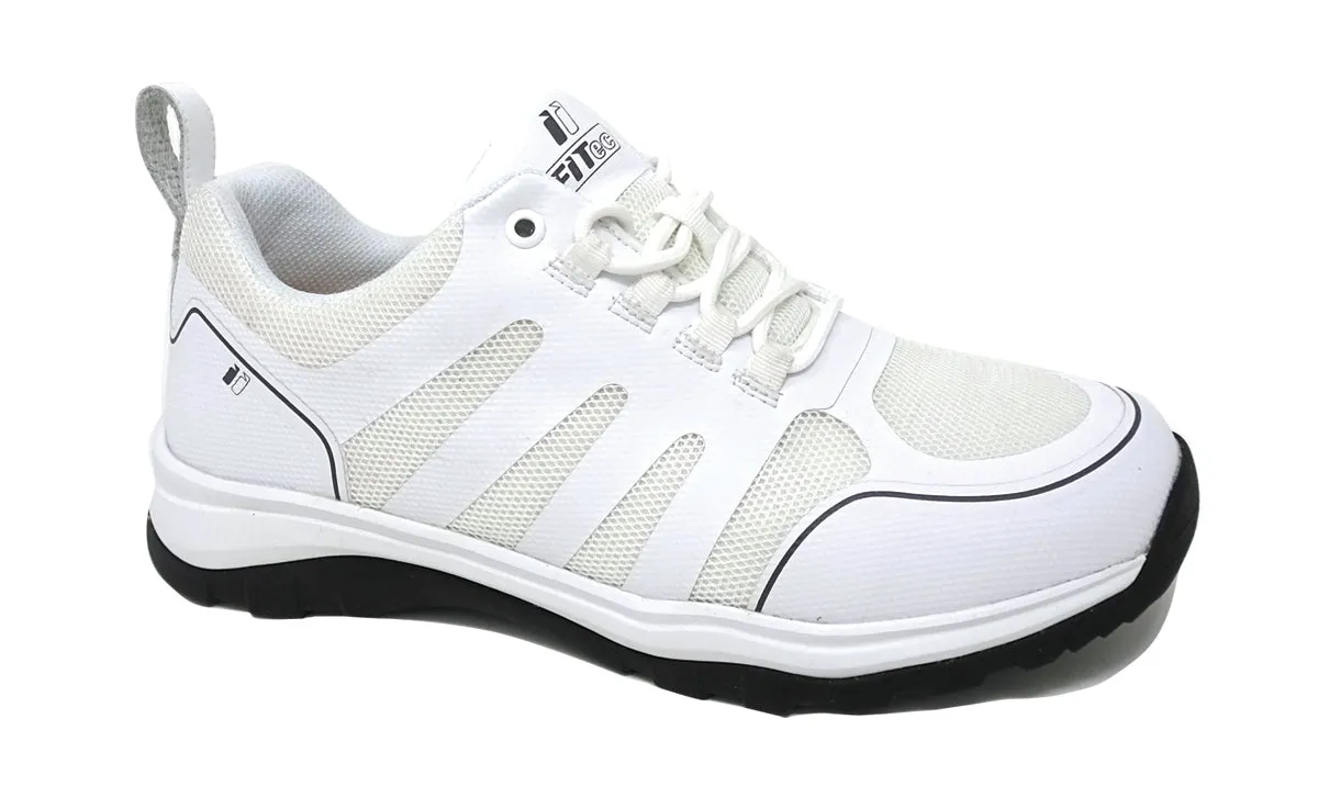 FITec 9730-3L White - Men's Laces Walking Shoes with Slip Resistant Soles Sports Class