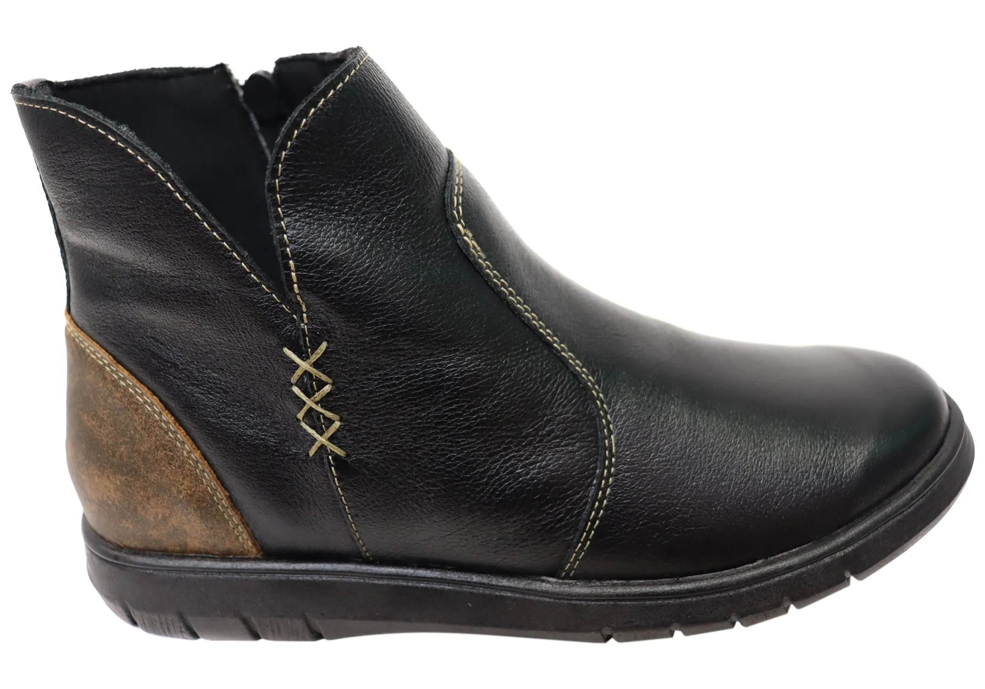 Grip Strong Travel Companion Balatore Kellie Womens Comfortable Leather Ankle Boots Made In Brazil