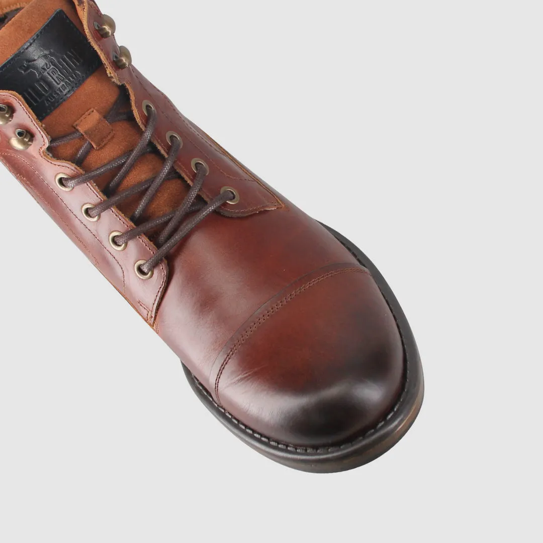 Benson Lace Up Boots Cognac Chunk Heel