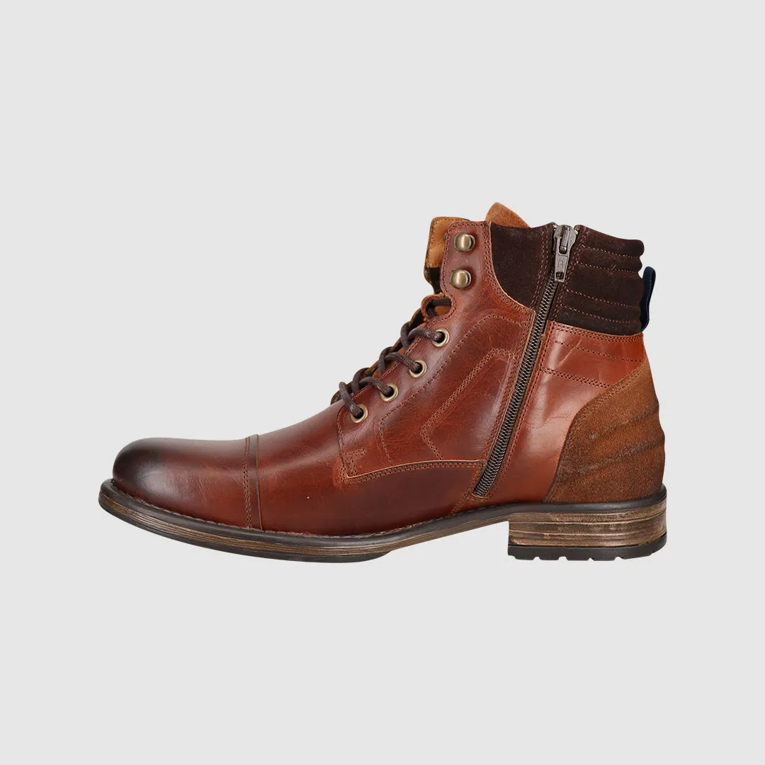 Benson Lace Up Boots Cognac Functional Fit