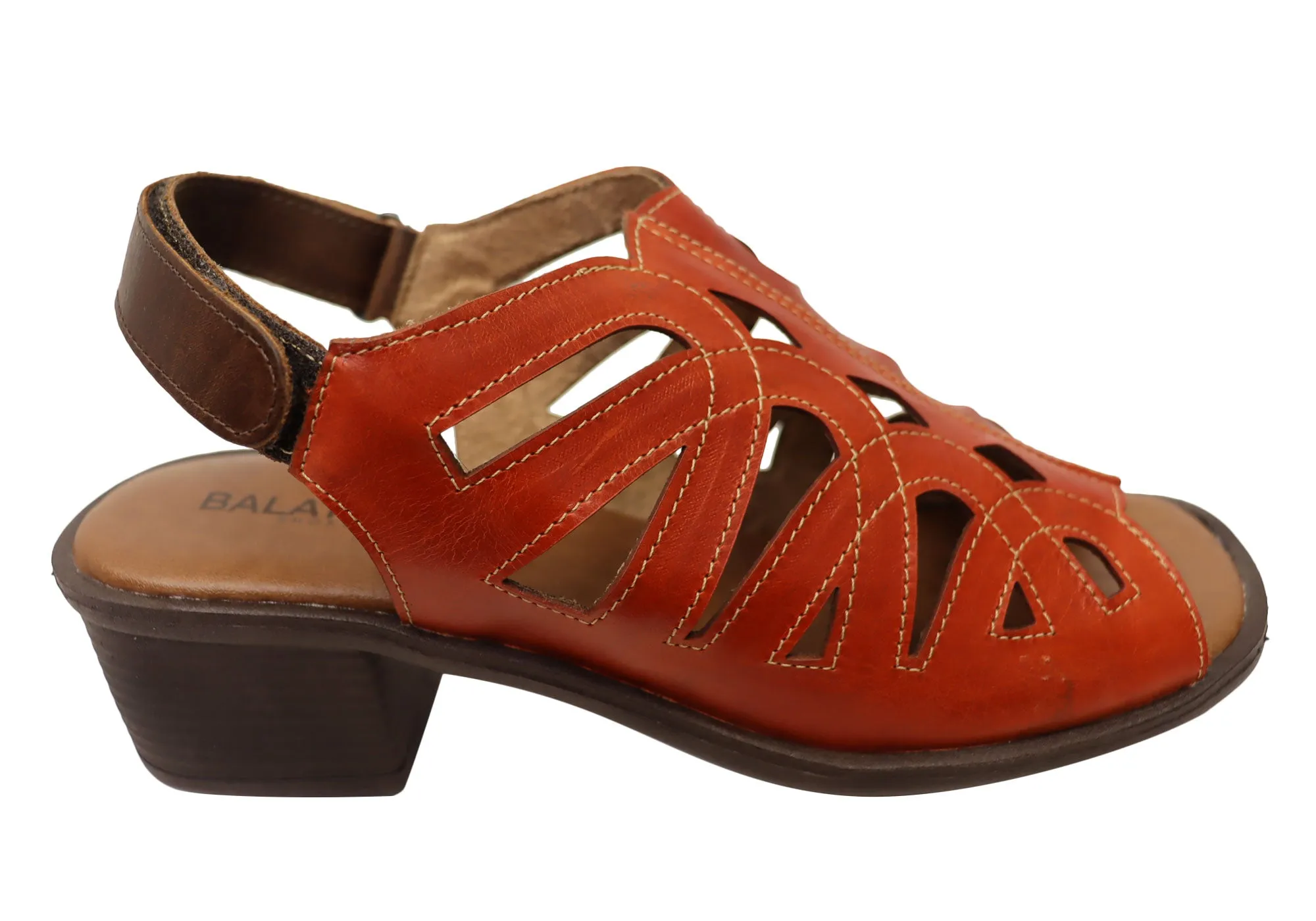 Balatore Cello Womens Comfortable Brazilian Leather Low Heel Sandals Footbed Padding Lightweight Footwear