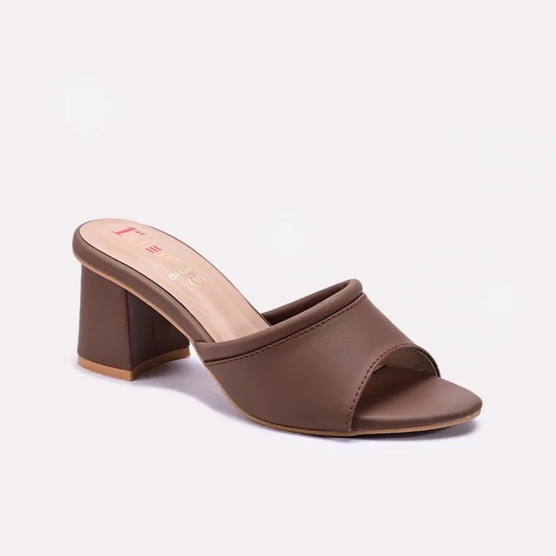 Brown Block Heel Casual Slippers 0413391 Hot Pick