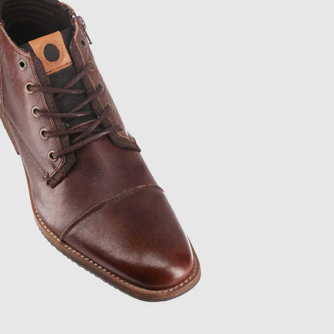 Chambers Lace Up Boots Dark Brown Clean Cut