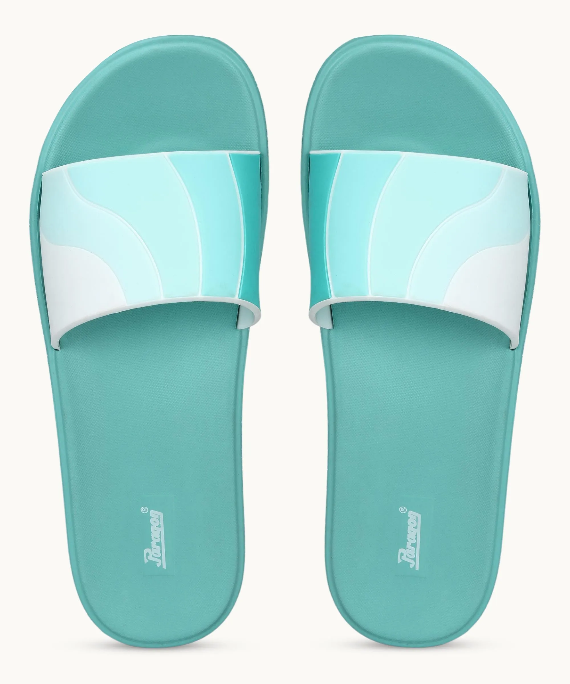Comfortable ankle support Paragon Women's Ice Green Sliders with Cushioned Sole for Everyday Use