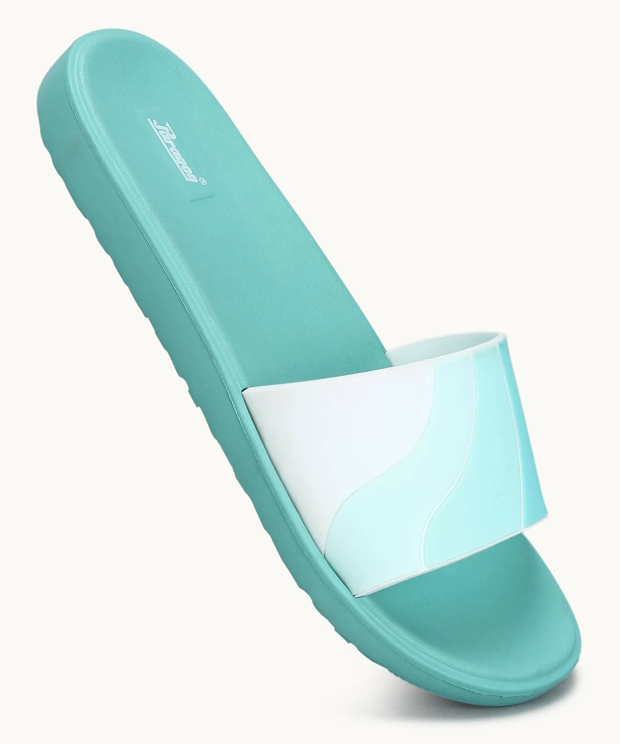 Paragon Women's Ice Green Sliders with Cushioned Sole for Everyday Use Waterproof Slides Comfy Step-On