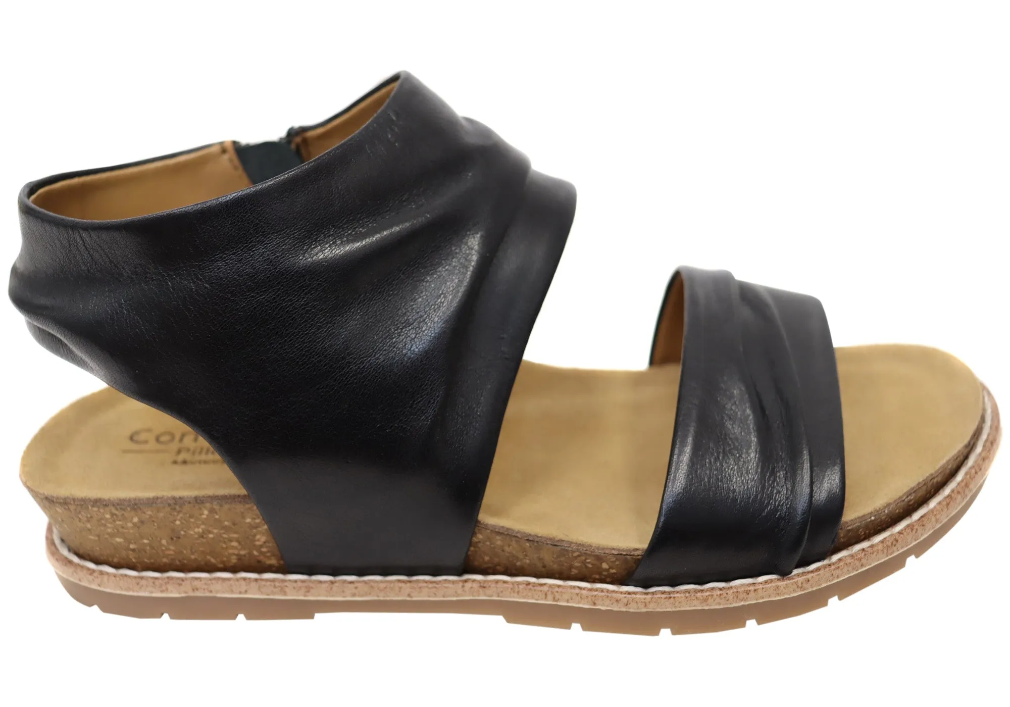 Footwear for Traveling Comfortiva Gale Womens Comfort Footbed Wide Fit Leather Sandals