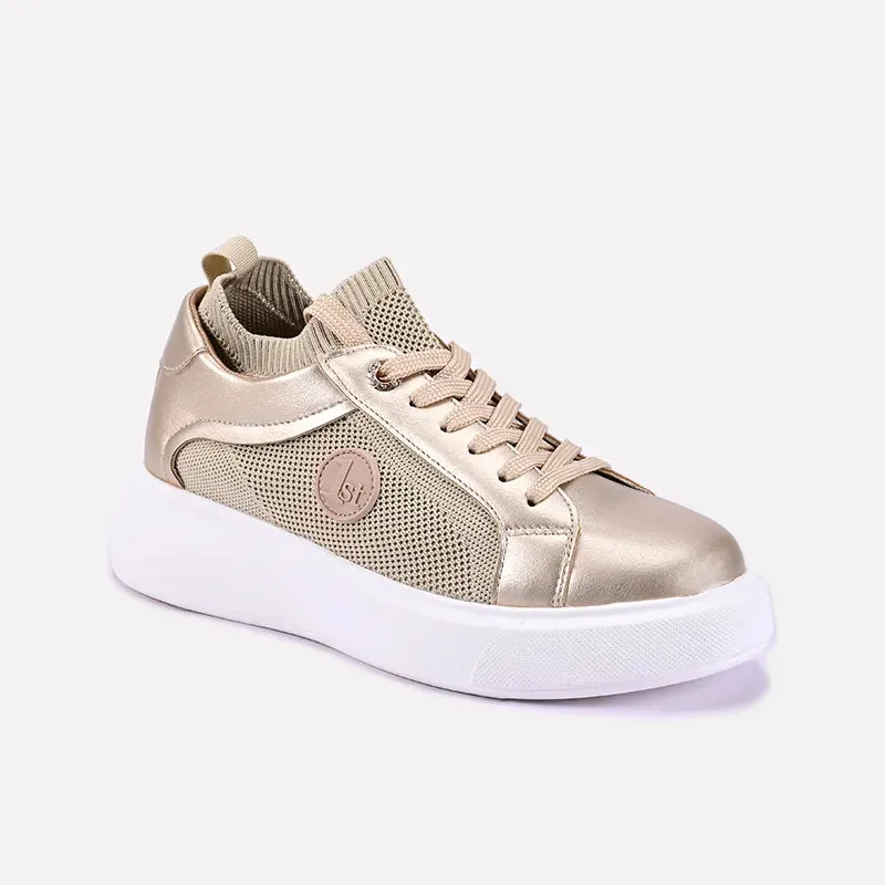 Glimmer Gold Platform Sneakers 0440700 Elastic Cushioned heel