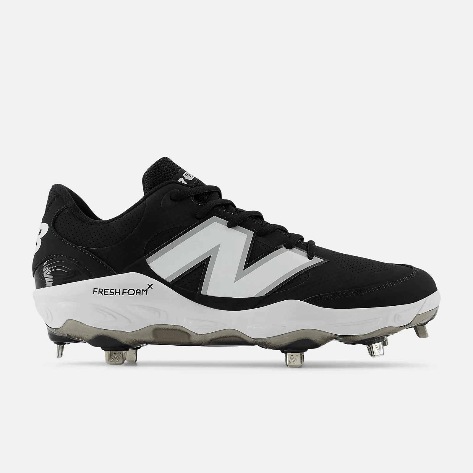 Pure Black Lace Up New Balance Men's Fresh Foam X 3000 v7 Synthetic Metal Baseball Cleats - Black - L3000SK7