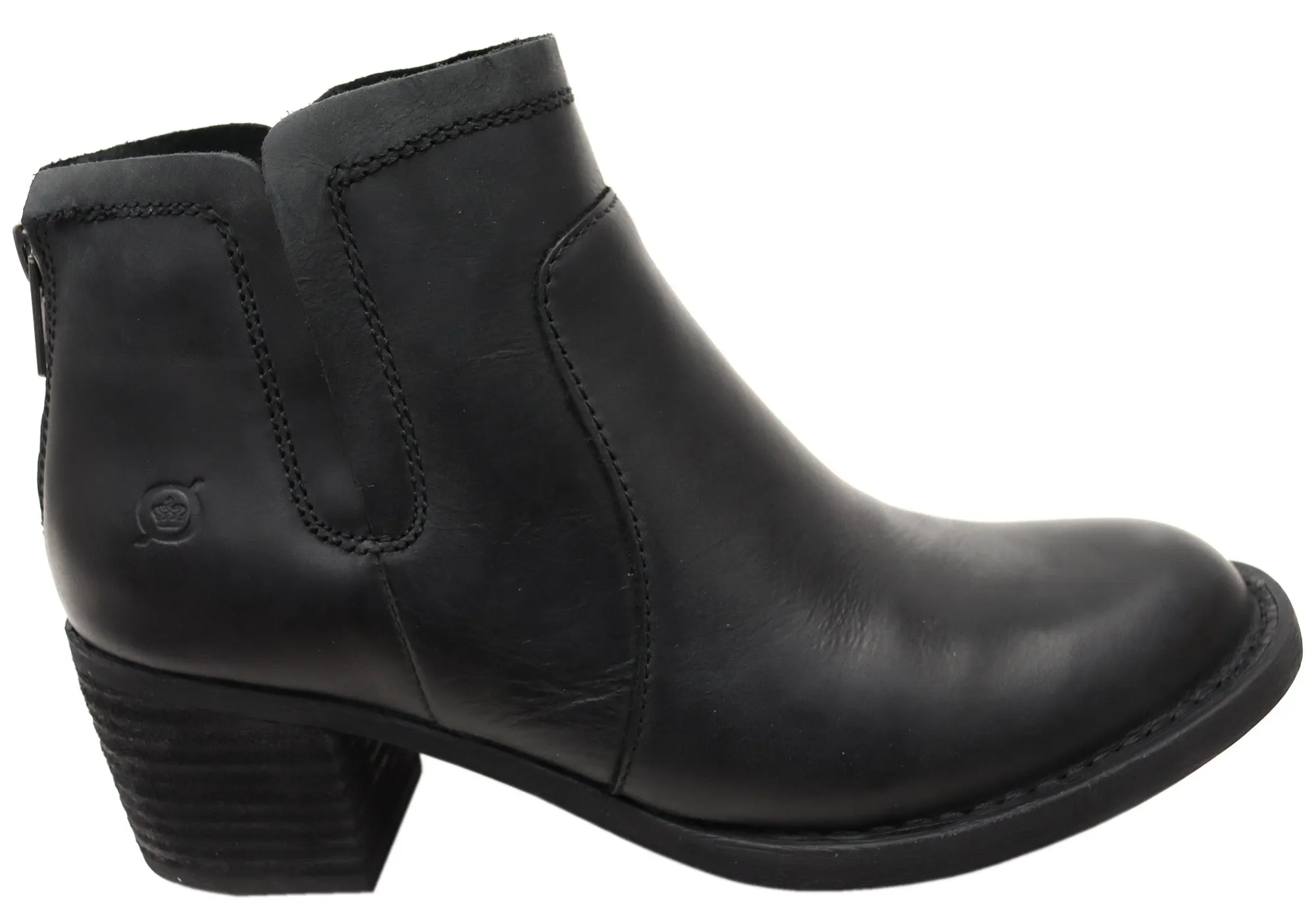 Born Reece Womens Comfortable Leather Mid Heel Ankle Boots light texture Lace   Up Closure