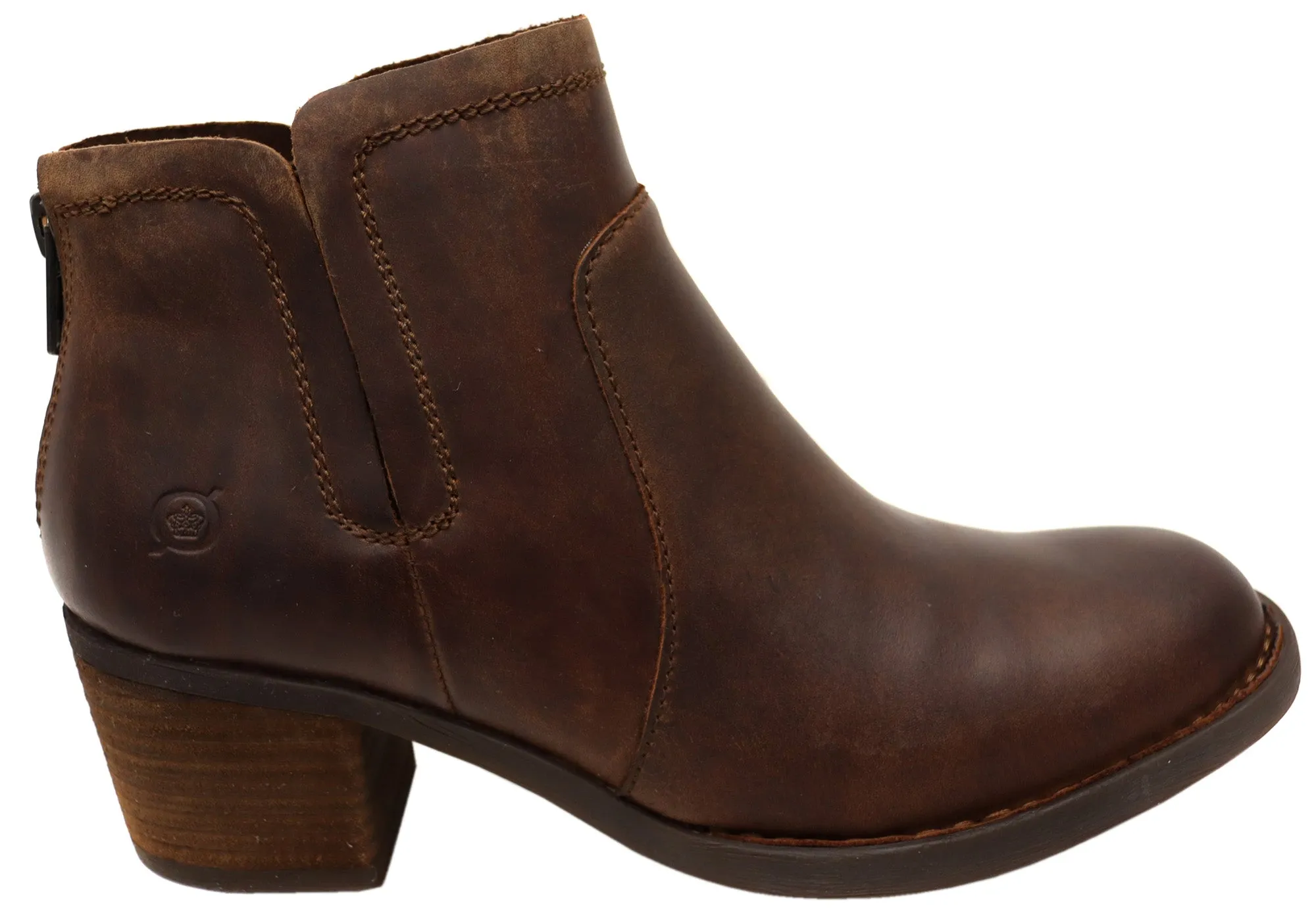 Born Reece Womens Comfortable Leather Mid Heel Ankle Boots Rain Terrain