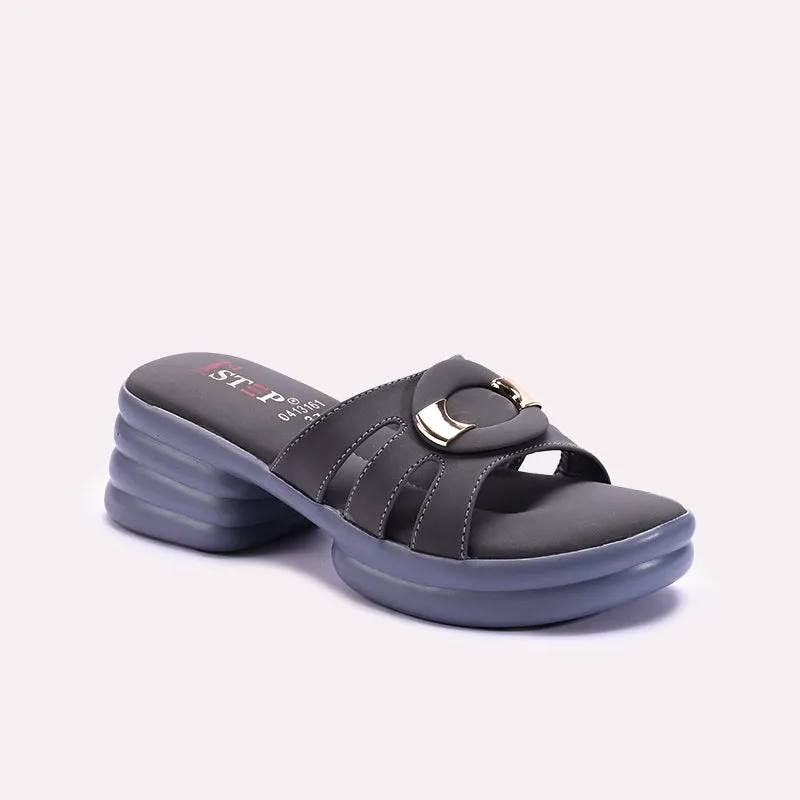 Womens Gray Chunky Casual Slippers 0413161 Pose Ready
