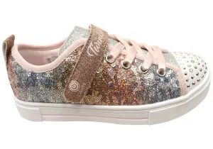 Skechers Kids S Lights Twinkle Sparks Sequin Flash Light Up Shoes Textured Grip Pattern Precision Edge Design