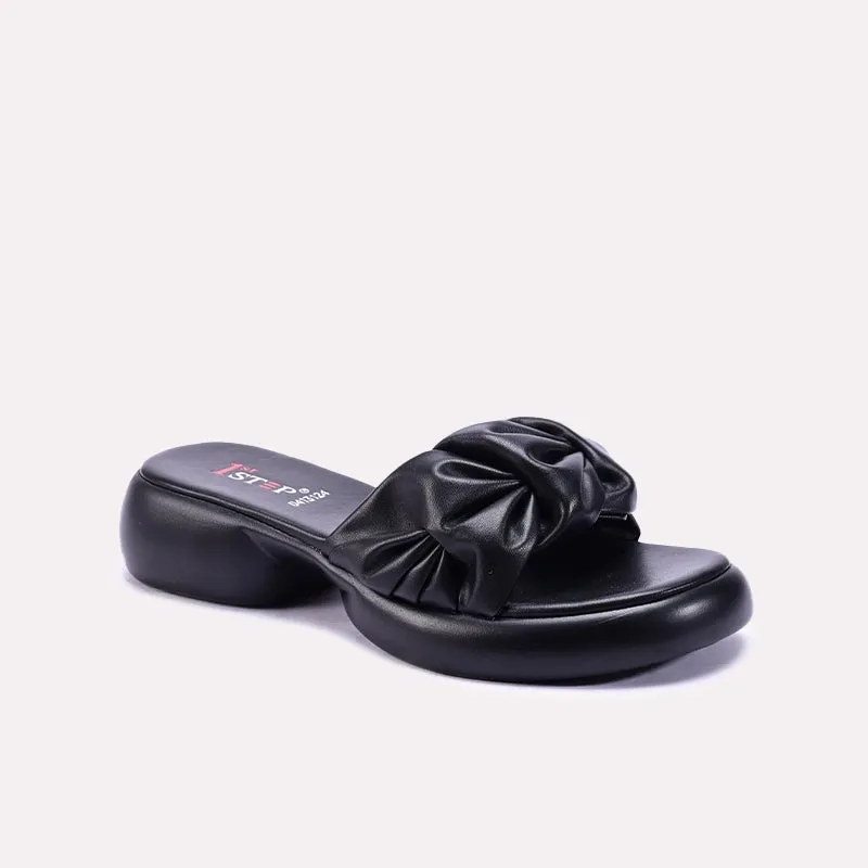 Dark Edge Black Comfy Chunky Casual Slippers 0413124