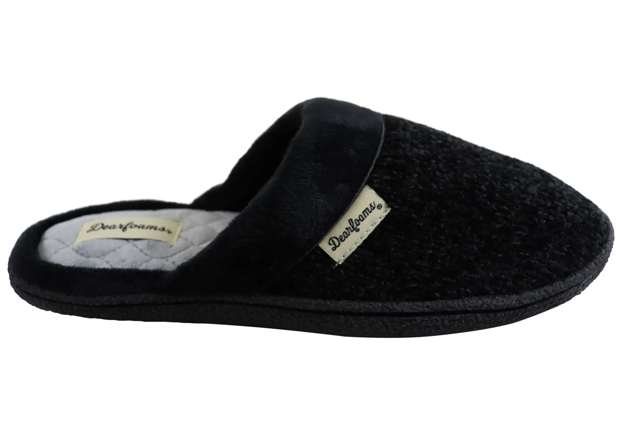 Cushioned Sole Dearfoams Womens Samantha Chenille Closed Toe Scuff Slippers