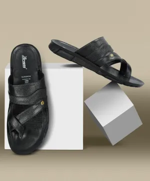 Elegant Shoes Paragon Men's Slip-on Black Sandals for Men | Comfortable Sole & Durable