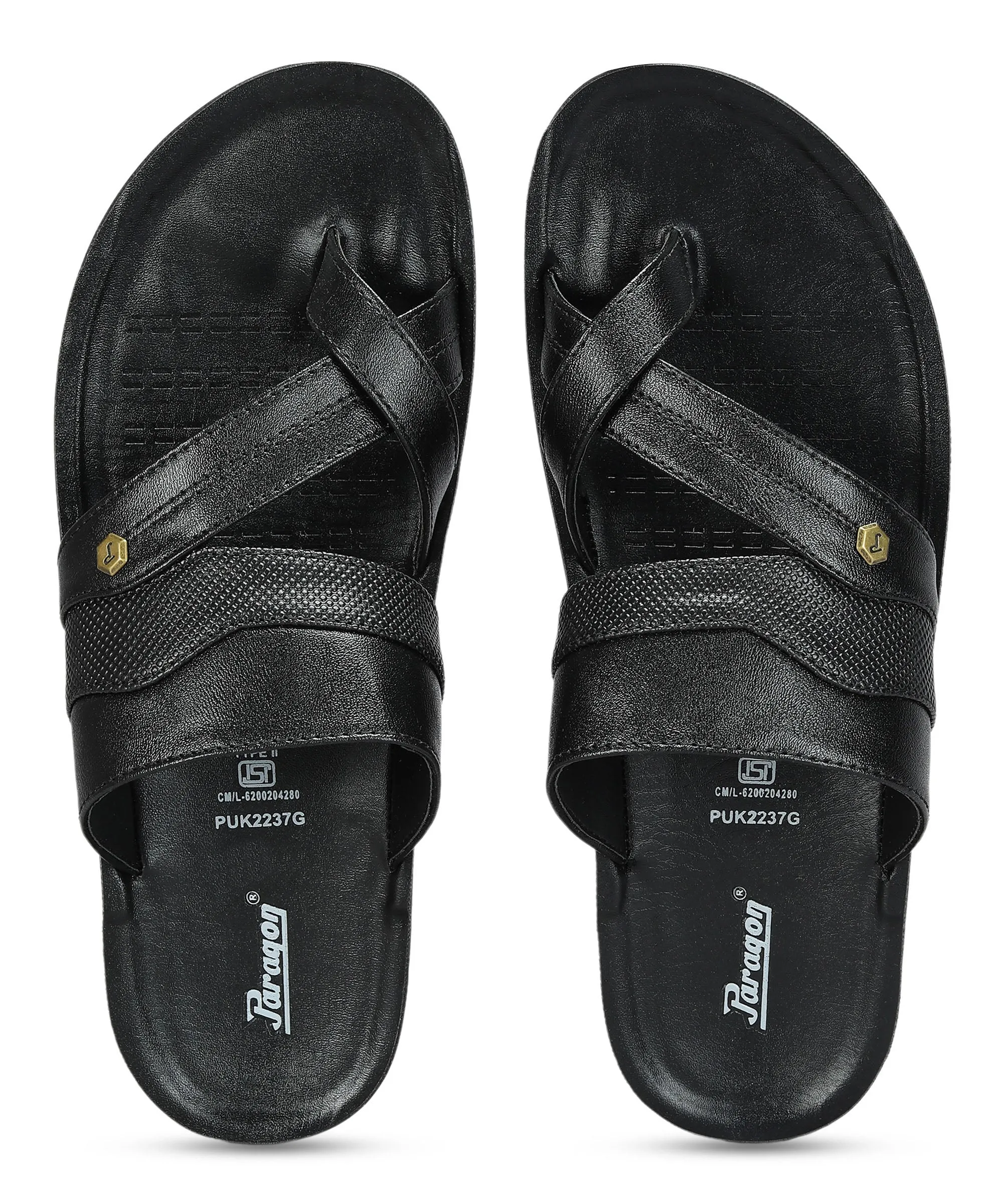 Paragon Men's Slip-on Black Sandals for Men | Comfortable Sole & Durable Chic Casual Footwear Park Date