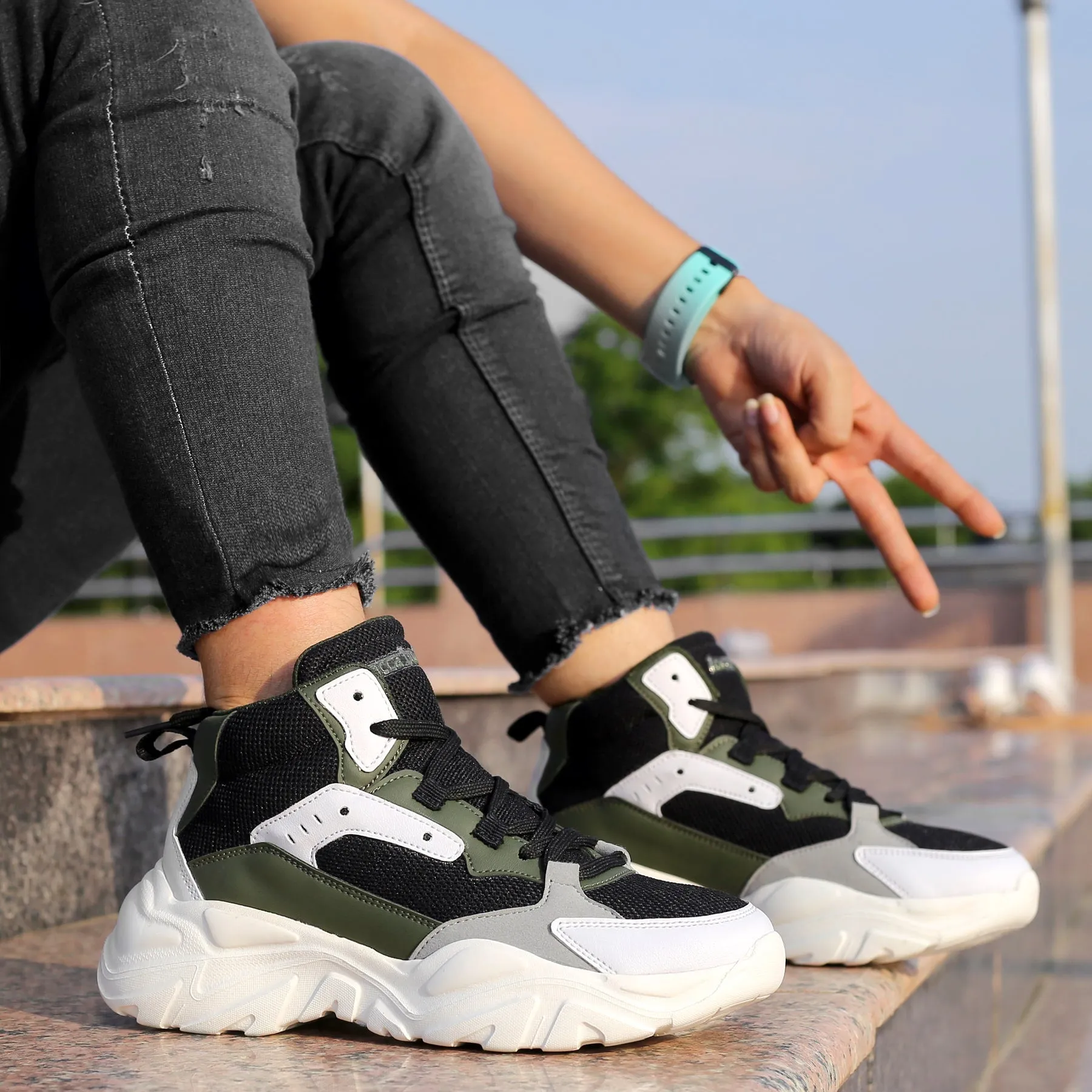 Bacca Bucci NYRA Mid-top Platform Fashion Sneakers For Women | StreetWear Chunky Sneakers Closet Core Sweat Resistant Frequent Travelers