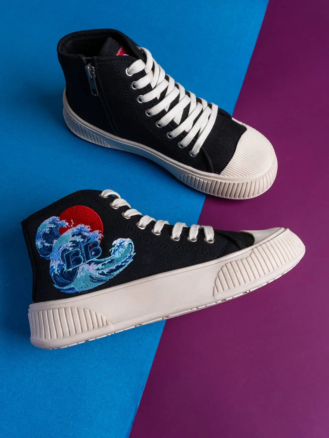 Bacca Bucci Women's High-Top Sneakers - "Kawaii Kicks" Collection Comfort footbed Surf Mode