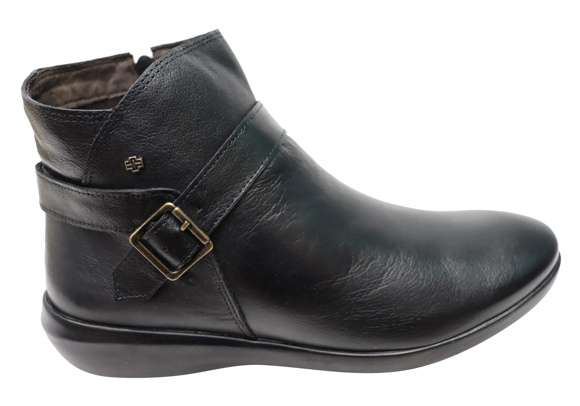 Utility Design Adjustable Straps Perlatto Pindera Womens Comfortable Leather Ankle Boots Made In Brazil