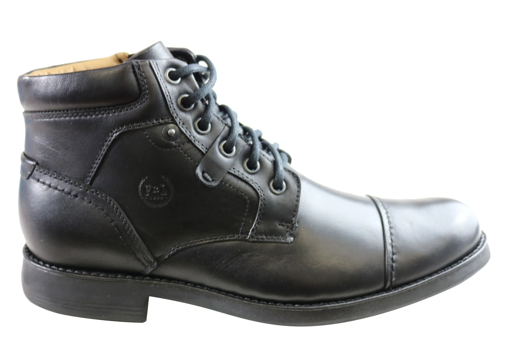 Ferricelli Ryan Mens Leather Lace Up Boots Made In Brazil Elastic Sides
