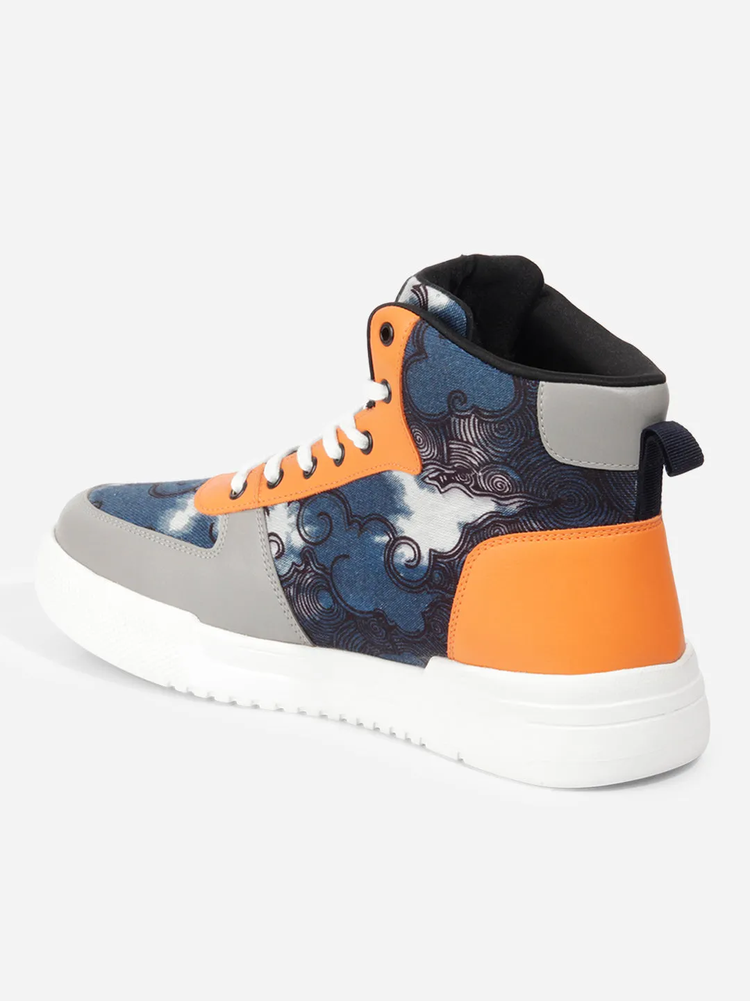 Padded Arch Neutral Stance Support Men's Blue Graphic Print  Sneakers IX6018