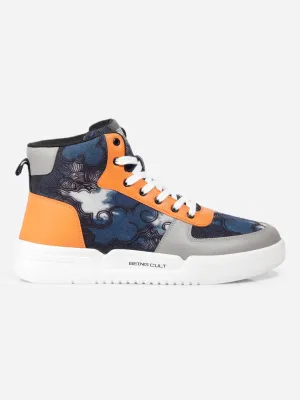 Comfortable ankle Men's Blue Graphic Print  Sneakers IX6018