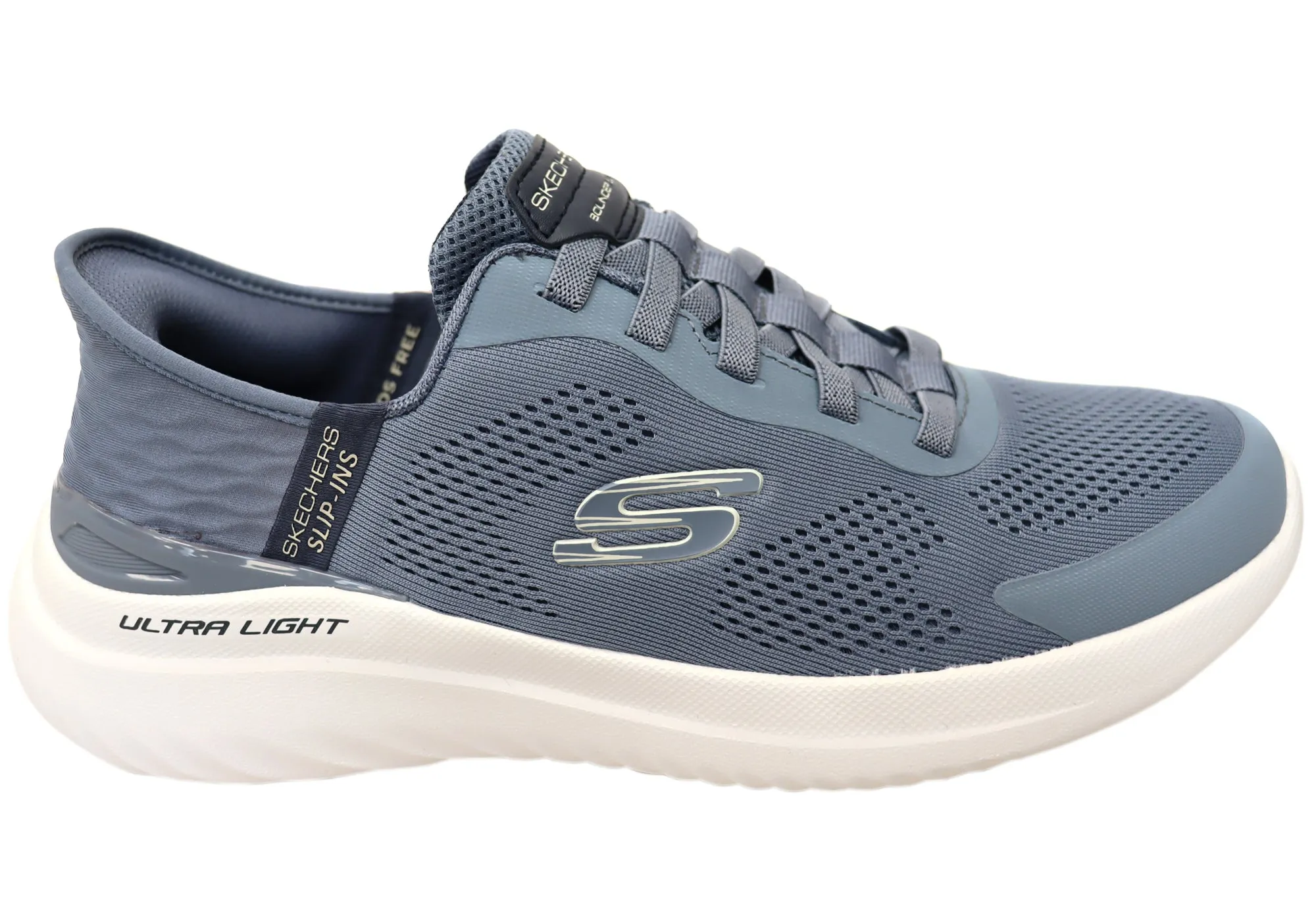 Skechers Mens Slip Ins Bounder 2.0 Emerged Comfortable Shoes Slate Classic Wear
