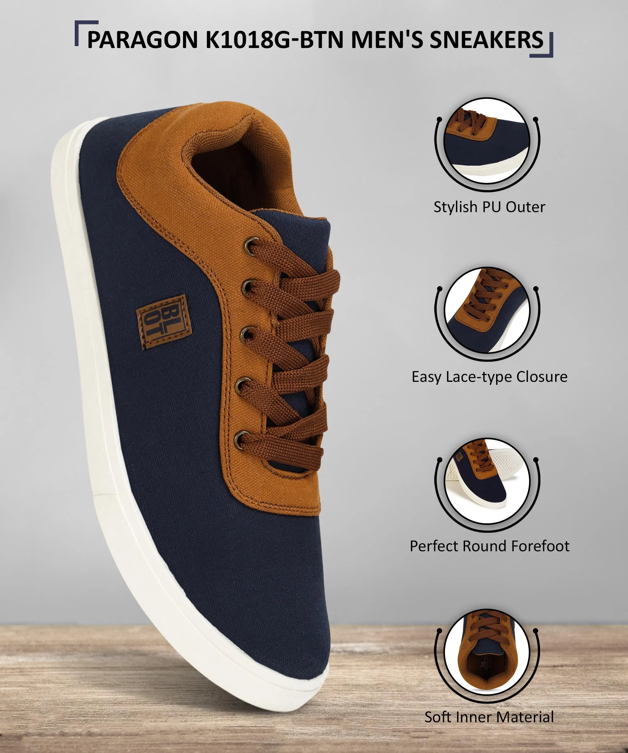 Paragon K1018G Men Casual Shoes | Stylish Walking Outdoor Shoes for Everyday Wear | Smart & Trendy Design  | Comfortable Cushioned Soles White Snug Lining Secure Motion