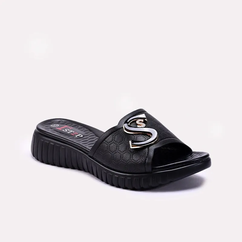 Womens Black Casual Slippers 0413379 Eco Friendly Minimalist Fans