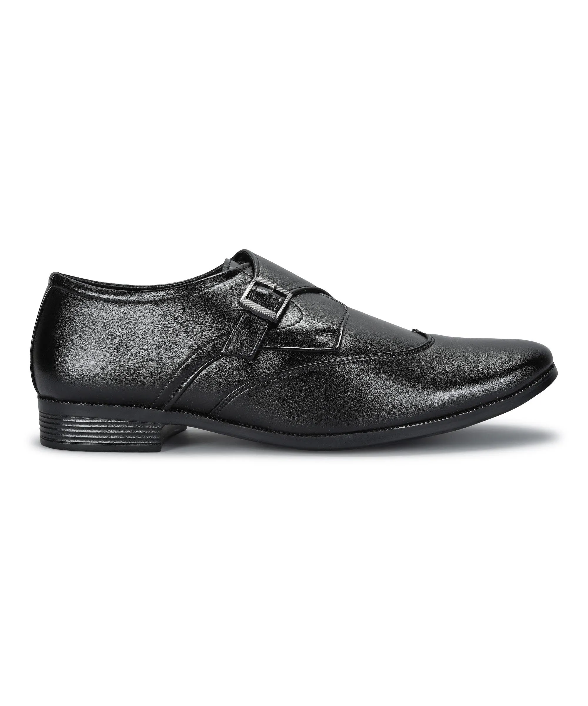 Paragon Men's Black Formal Shoes with Buckle| Durable & Sturdy for Outdoor Wear Business Look